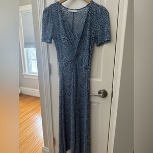Mango Navy Floral Dress